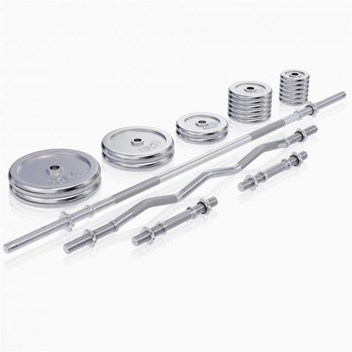 Multiestación Home Gym con Set de Pesas de Hierro Fundido Cromado - Gorilla Sports ES