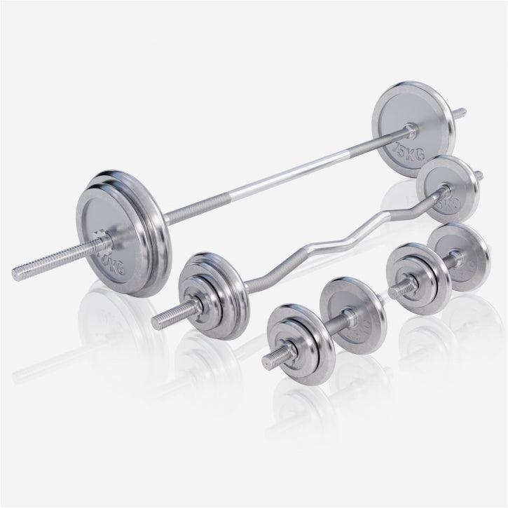 Multiestación Home Gym con Set de Pesas de Hierro Fundido Cromado - Gorilla Sports ES