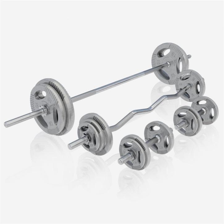 Estación de Musculación con Set de Pesas de Goma 108 kg - Gorilla Sports ES