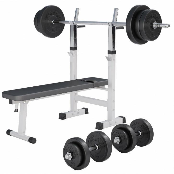 Banco de Musculación con Set de Pesas de Plástico - Gorilla Sports ES