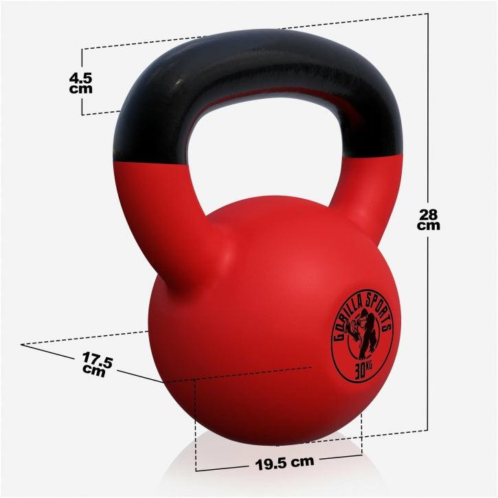 Kettlebell de Hierro Fundido con Revestimiento de Goma 2 - 32 kg - Gorilla Sports ES