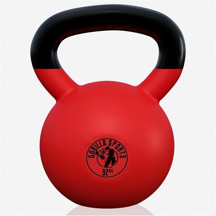 Kettlebell de Hierro Fundido con Revestimiento de Goma 2 - 32 kg - Gorilla Sports ES