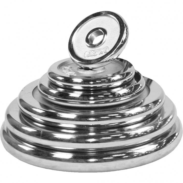 Set de Curl Z y Discos de Pesas de Hierro Fundido Cromado - 35 kg - Gorilla Sports ES
