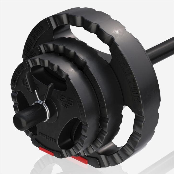 Set de Barra de Aeróbic y Discos de Pesas de Plástico con Triple Agarre - Gorilla Sports ES