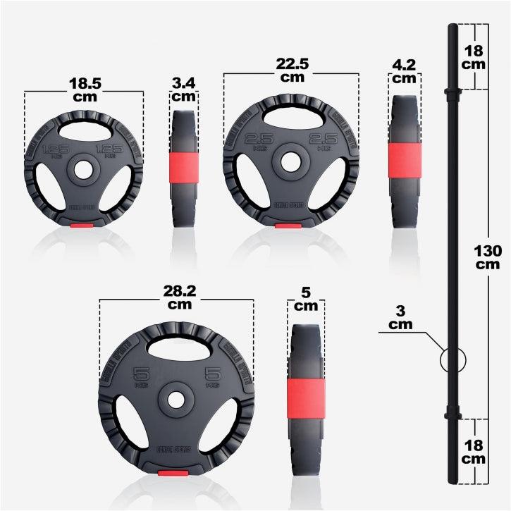 Set de Barra de Aeróbic y Discos de Pesas de Plástico con Triple Agarre - Gorilla Sports ES