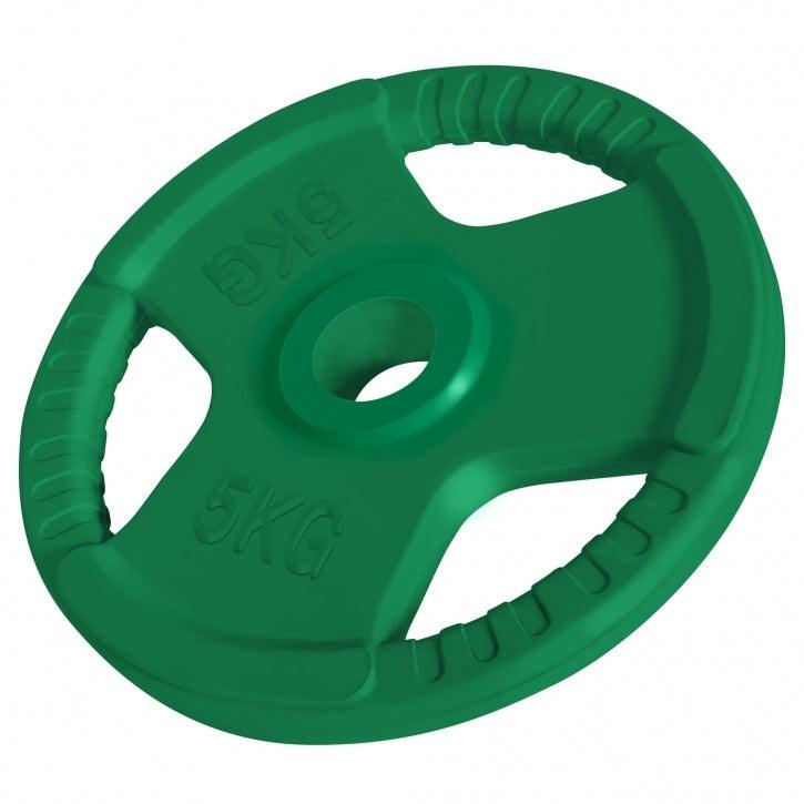 Banco con Soporte para Barra + Set de Pesas Olímpicas de Goma con Triple Agarre - 150 kg - Gorilla Sports ES