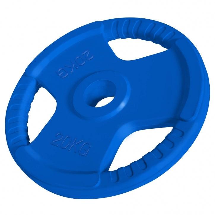 Banco con Soporte para Barra + Set de Pesas Olímpicas de Goma con Triple Agarre - 150 kg - Gorilla Sports ES