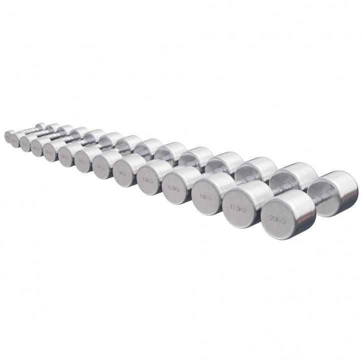 Mancuerna fija de Acero Cromado 1 - 20 kg - Gorilla Sports ES