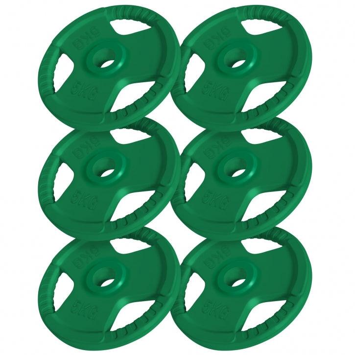 Disco de Pesas Olímpico de Goma con Triple Agarre 1,25 - 25 kg - Gorilla Sports ES