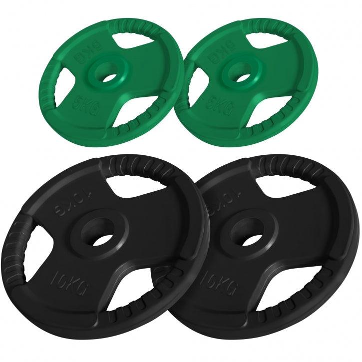Disco de Pesas Olímpico de Goma con Triple Agarre 1,25 - 25 kg - Gorilla Sports ES