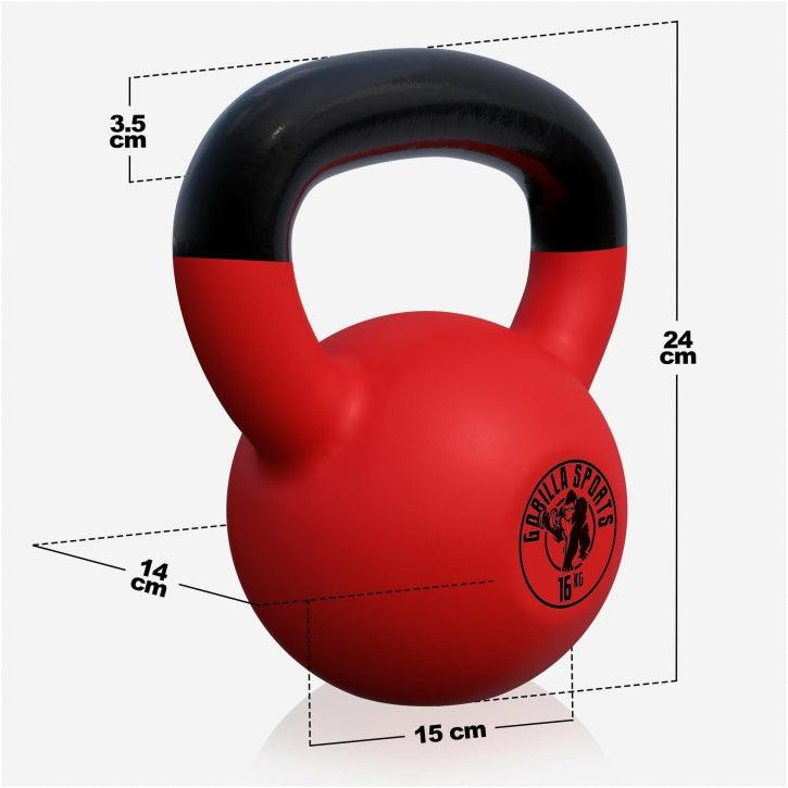 Kettlebell de Hierro Fundido con Revestimiento de Goma 2 - 32 kg - Gorilla Sports ES