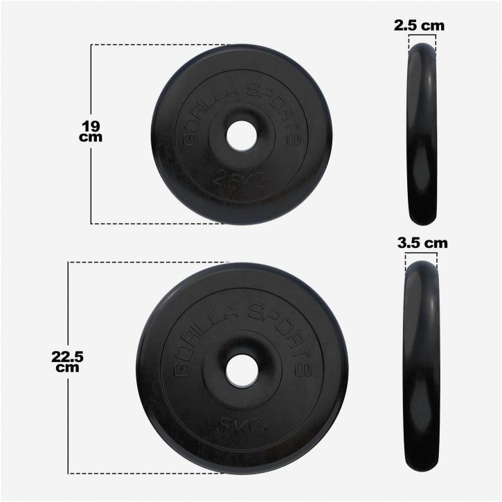 Disco de Pesas de Goma 1 - 25 kg - Gorilla Sports ES