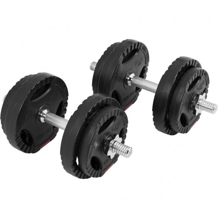 Set de Mancuernas y Discos de Pesas de Plástico con Triple Agarre - Gorilla Sports ES