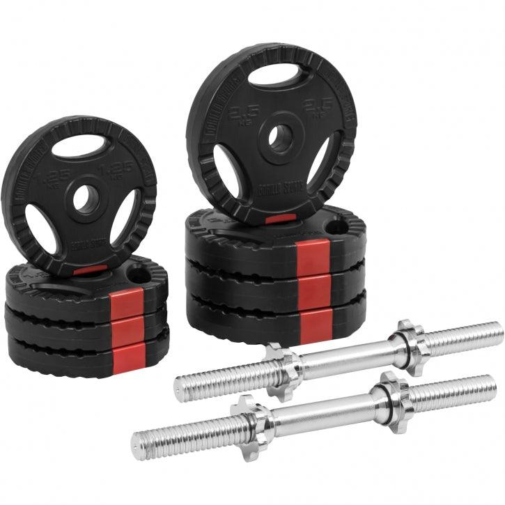Set de Mancuernas y Discos de Pesas de Plástico con Triple Agarre - Gorilla Sports ES