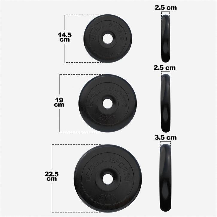 Disco de Pesas de Goma 1 - 25 kg - Gorilla Sports ES