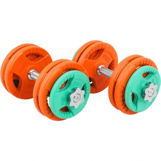 Set de Mancuernas y Discos de Pesas de Goma con Triple Agarre - Gorilla Sports ES