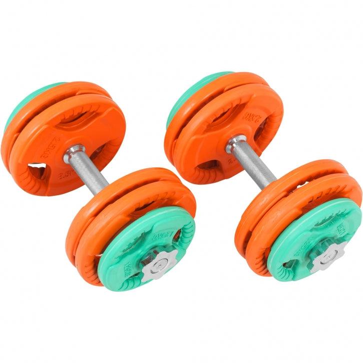 Set de Mancuernas y Discos de Pesas de Goma con Triple Agarre - Gorilla Sports ES