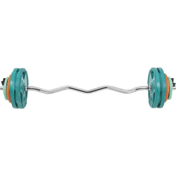 Set de Curl Z y Discos de Pesas de Goma con Triple Agarre - 35 kg - Gorilla Sports ES