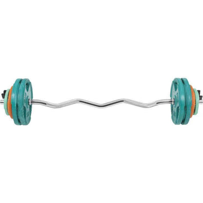 Set de Curl Z y Discos de Pesas de Goma con Triple Agarre - 35 kg - Gorilla Sports ES