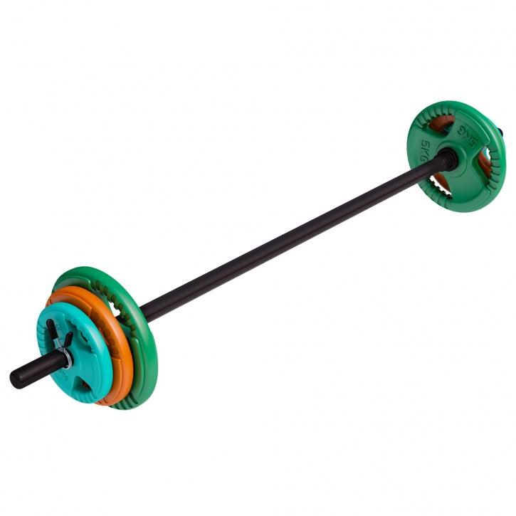Set de Barra de Aeróbic y Discos de Pesas de Goma con Triple Agarre - Gorilla Sports ES