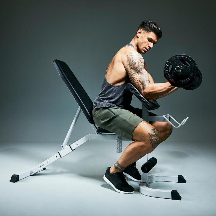Banco de Musculación con Curl Predicador Ajustable - Gorilla Sports ES