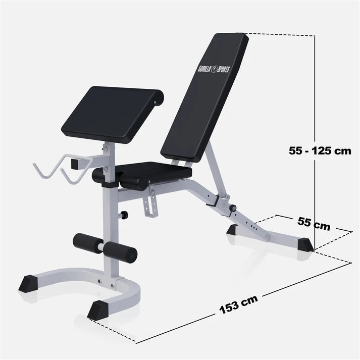 Banco de Musculación con Curl Predicador Ajustable