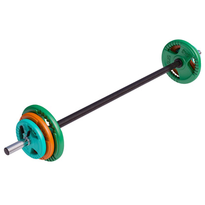 Set de Barra de Aeróbic y Discos de Pesas de Goma con Triple Agarre - Gorilla Sports ES
