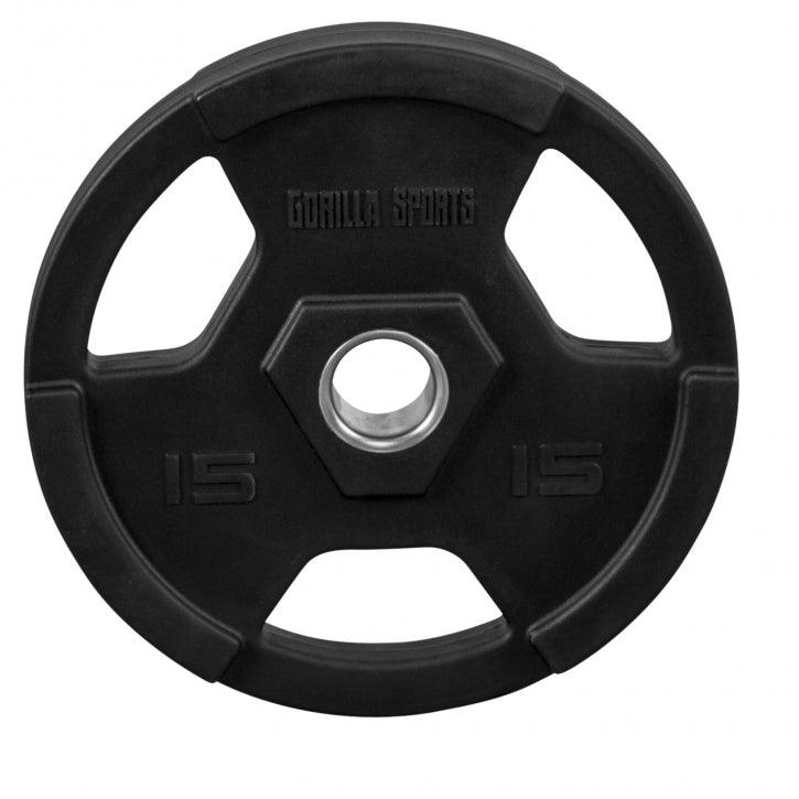 Disco de Pesas Olímpico de Plástico con Triple Agarre 1,25 - 25 kg - Gorilla Sports ES