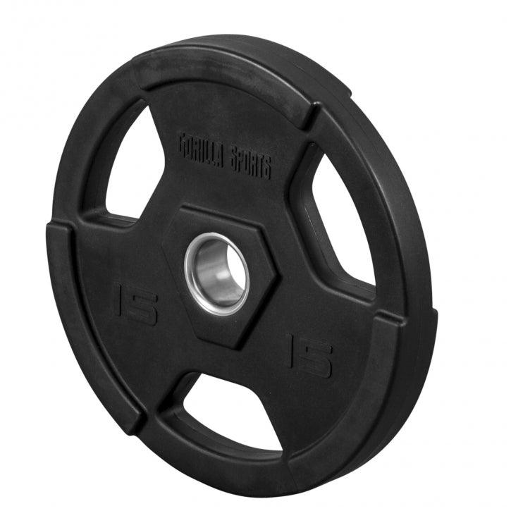 Disco de Pesas Olímpico de Plástico con Triple Agarre 1,25 - 25 kg - Gorilla Sports ES