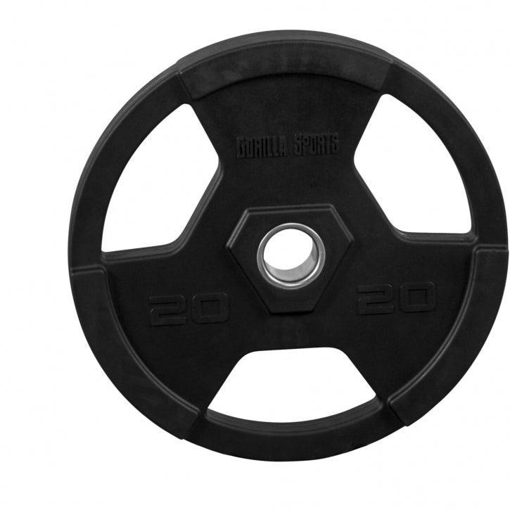 Disco de Pesas Olímpico de Plástico con Triple Agarre 1,25 - 25 kg - Gorilla Sports ES