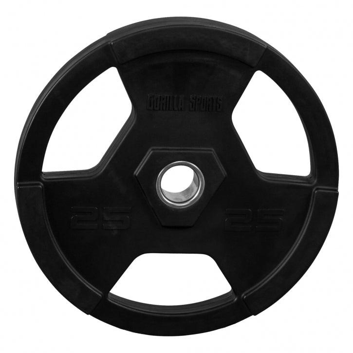 Disco de Pesas Olímpico de Plástico con Triple Agarre 1,25 - 25 kg - Gorilla Sports ES