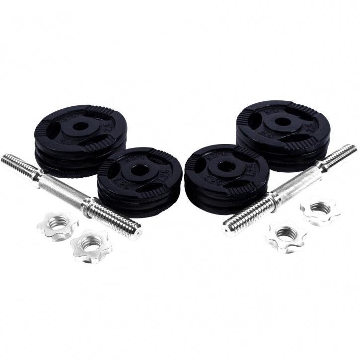 Set de Mancuernas con Discos de Pesas de Hierro Fundido con Triple Agarre - Gorilla Sports ES