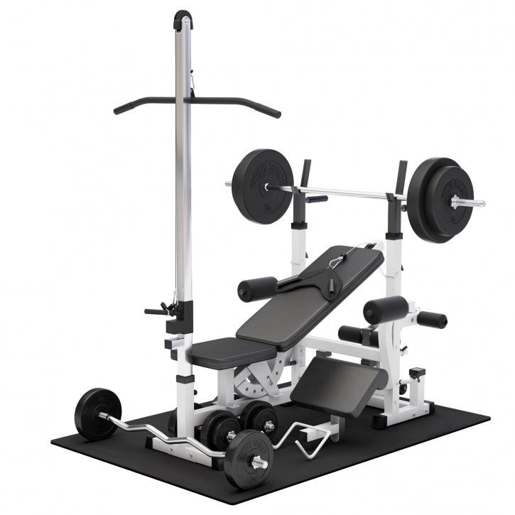 Multiestación Home Gym + Torre de Polea + Set de Pesas de Plástico + Protector Suelo - Gorilla Sports ES