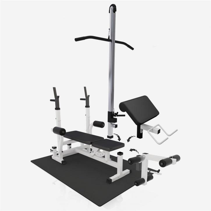 Multiestación Home Gym + Torre de Polea + Set de Pesas de Plástico + Protector Suelo - Gorilla Sports ES