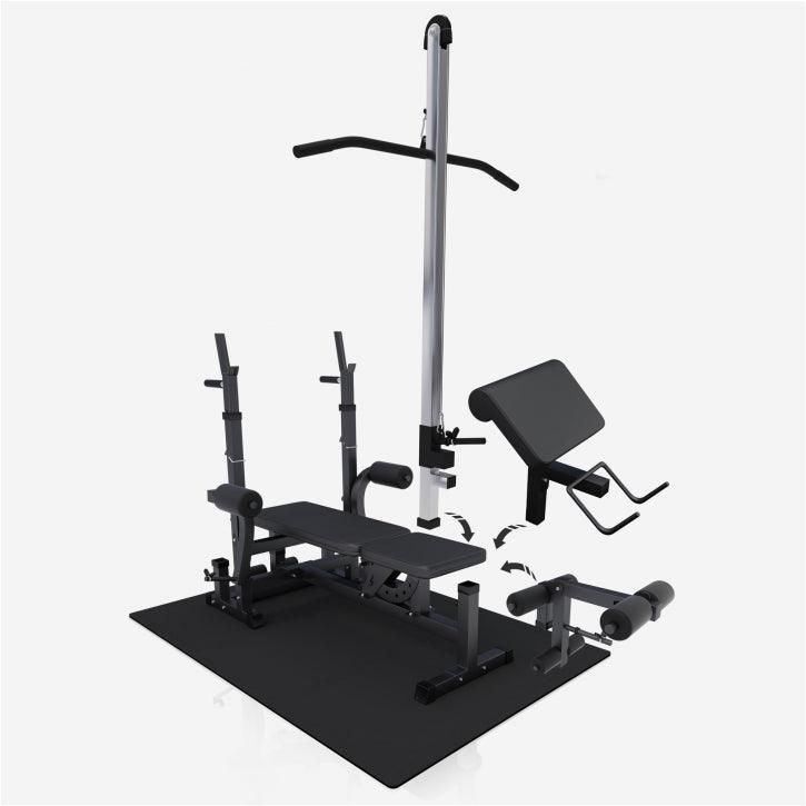 Multiestación Home Gym + Torre de Polea + Set de Pesas de Plástico + Protector Suelo - Gorilla Sports ES