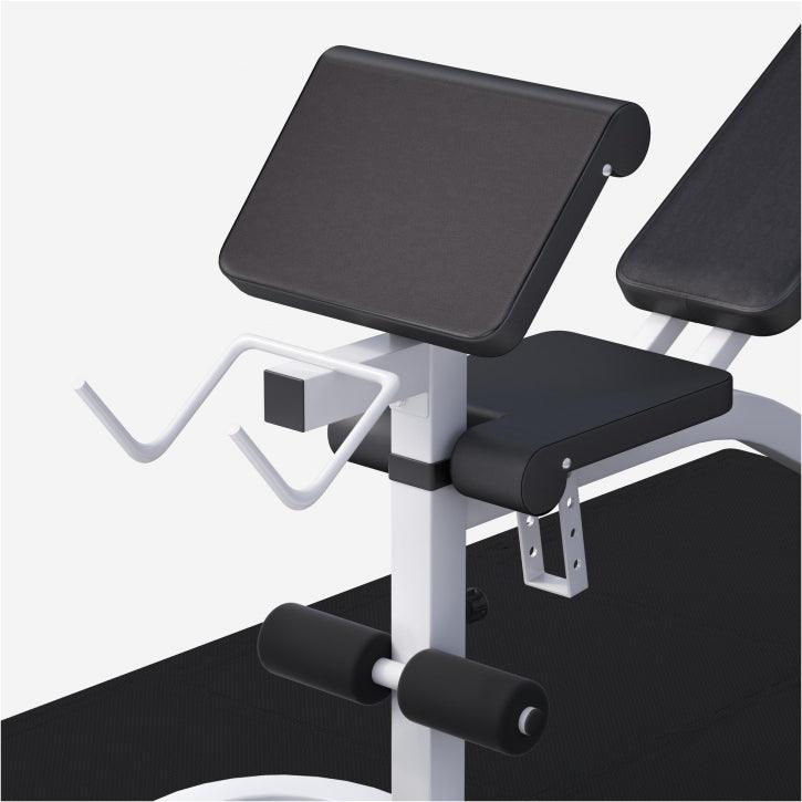 Banco con Soporte para Barra + Set de Pesas de Plástico con Triple Agarre + Protector Suelo - Gorilla Sports ES