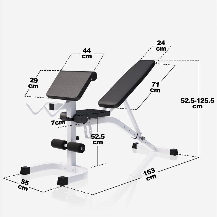 Banco con Soporte para Barra + Set de Pesas de Plástico con Triple Agarre + Protector Suelo - Gorilla Sports ES