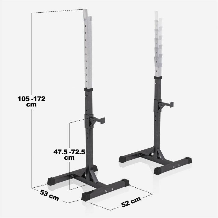 Banco con Soporte para Barra + Set de Pesas de Plástico con Triple Agarre + Protector Suelo - Gorilla Sports ES