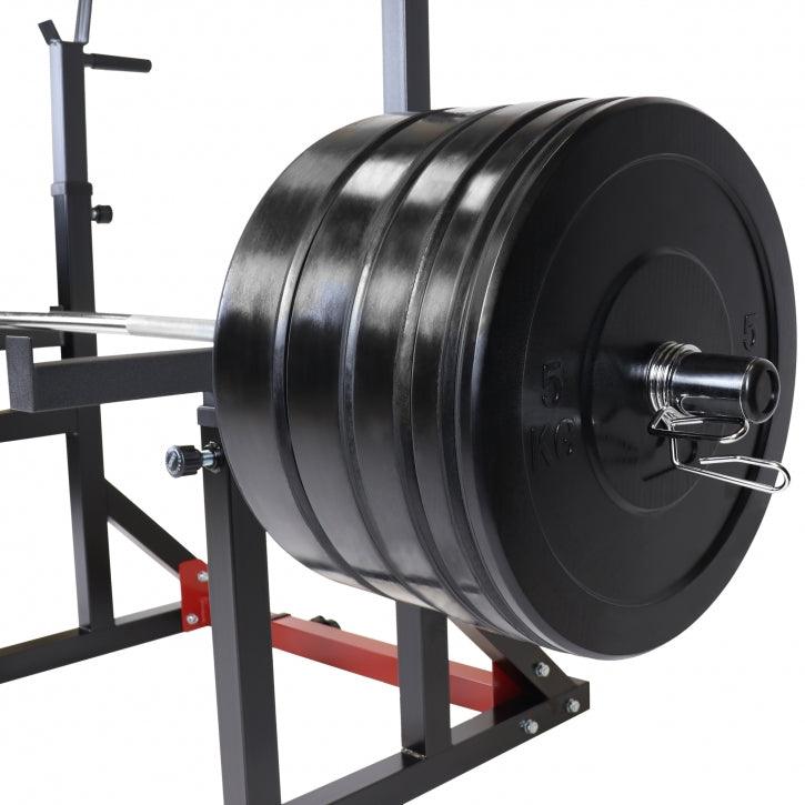 Soporte para Sentadillas + Set de Discos de Pesas Olímpicos de Goma - 170 kg - Gorilla Sports ES