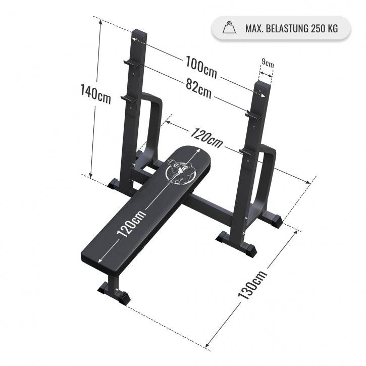 Banco de Musculación Profesional + Set de Pesas Olímpicas de Hierro Fundido - 130 kg - Gorilla Sports ES
