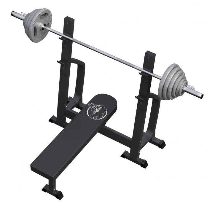 Banco de Musculación Profesional + Set de Pesas Olímpicas de Hierro Fundido - 130 kg - Gorilla Sports ES