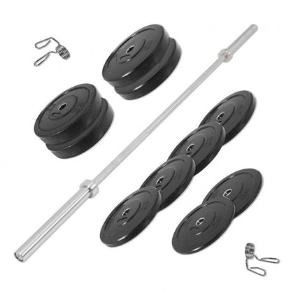 Set de Barra y Discos de Pesas Olímpicos de Goma - 140 kg - Gorilla Sports ES