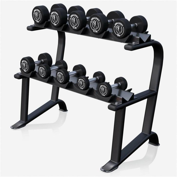 Soporte para Mancuernas con 2 Niveles y Set de 90 kg - Gorilla Sports ES