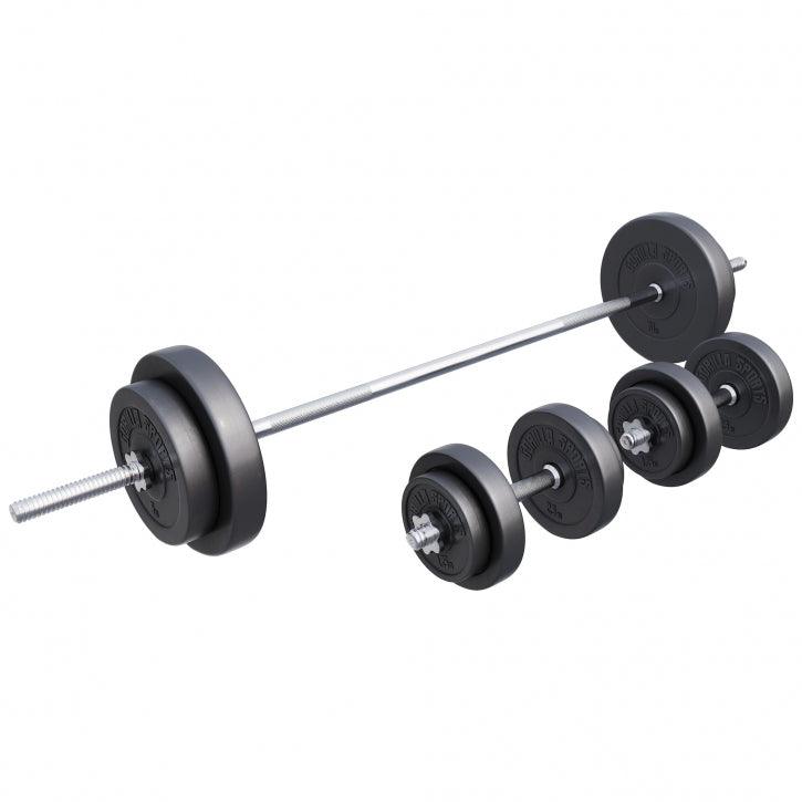 Set de Barra Larga y Discos de Pesas de Plástico - Gorilla Sports ES