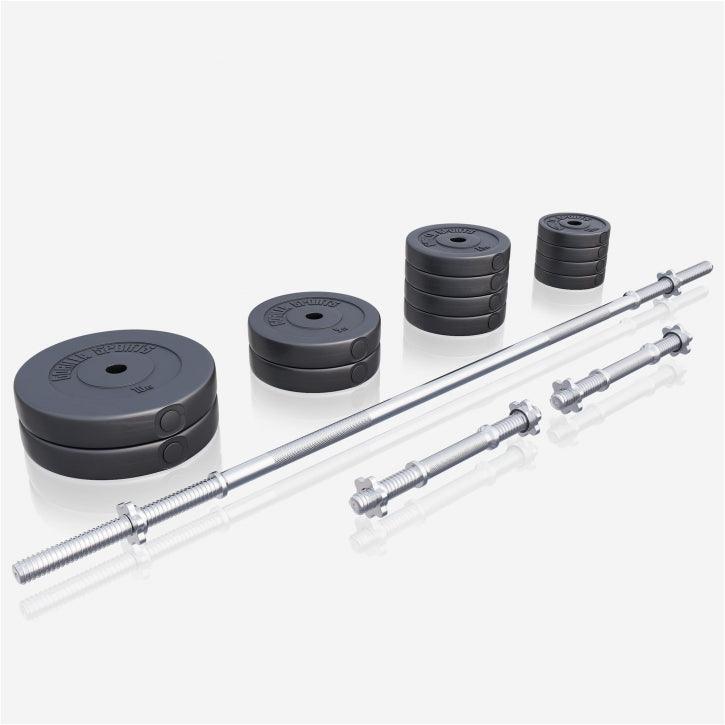 Set de Barra Larga y Discos de Pesas de Plástico - Gorilla Sports ES