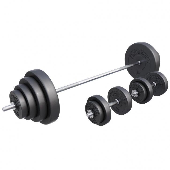 Set de Barra Larga y Discos de Pesas de Plástico - Gorilla Sports ES