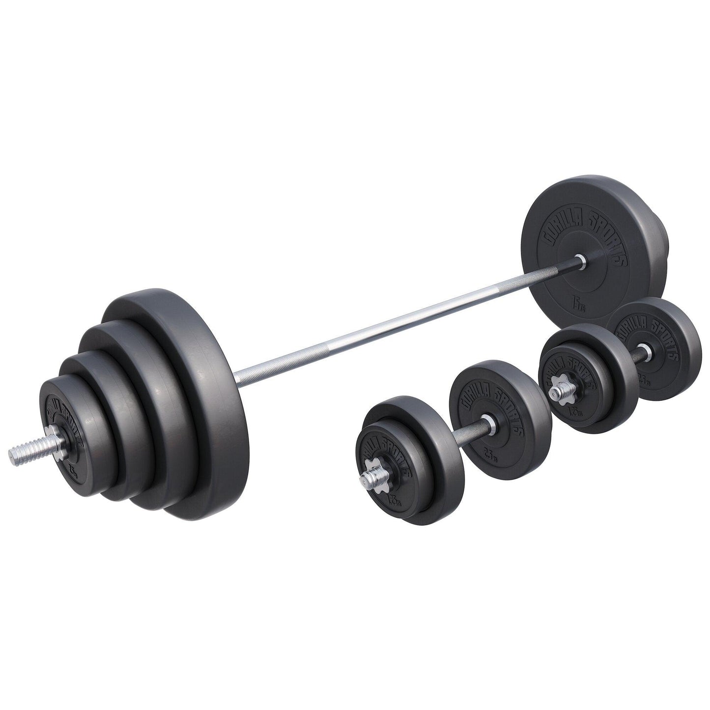 Set de Barra Larga y Discos de Pesas de Plástico - Gorilla Sports ES