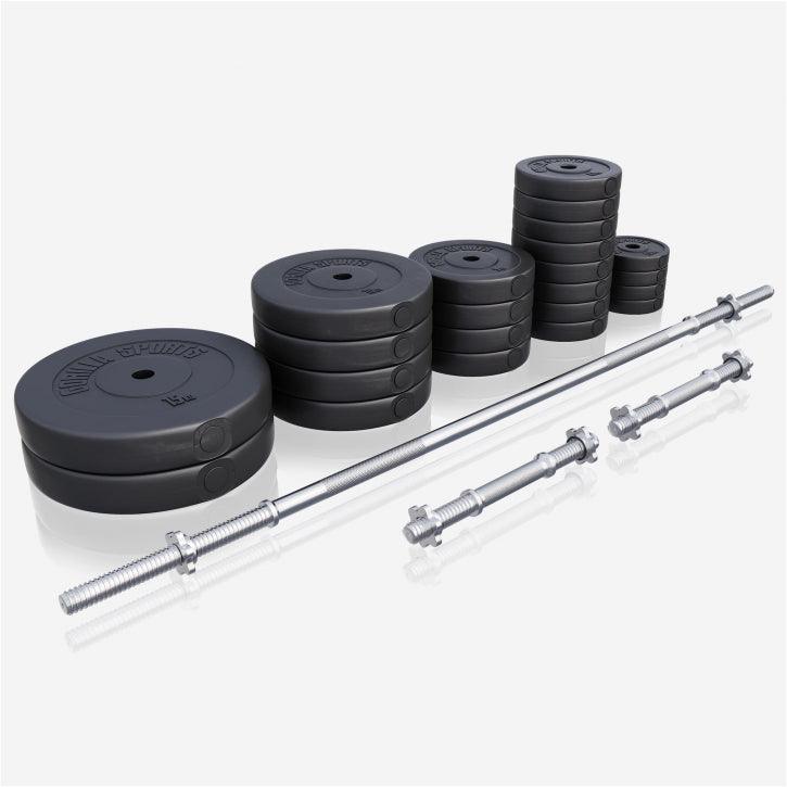 Set de Barra Larga y Discos de Pesas de Plástico - Gorilla Sports ES