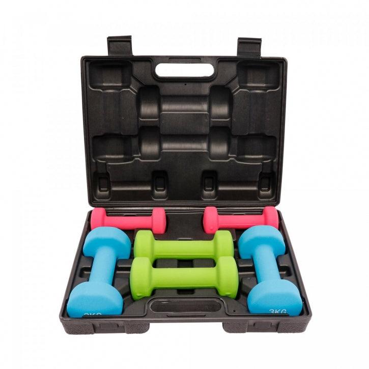 Set de Mancuernas de Neopreno + Estuche - Gorilla Sports ES
