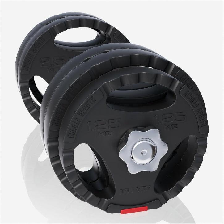 Set de Barra Larga y Discos de Pesas de Plástico con Triple Agarre 60 - 130 kg - Gorilla Sports ES
